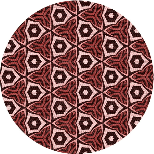 Ahgly Company Tapis d'Intérieur Lavable en Machine Rond Rouge Transitionnel, 7 Pieds Rond