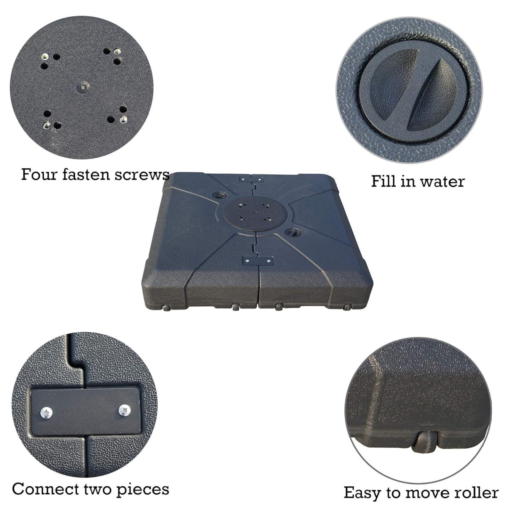 Heavy Duty Patio Umbrella Stand Outdoor Base - Windproof, Weighted for Cantilever, Pool, Backyard, and Beach Umbrellas Base (Square 32”x32“)