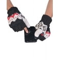 thumbnail image 6 of The Collection Royal Fingerless Fleece Lined Hand Knitted Cozy Woolen Fingerless Convertible Mitten Gloves Black, 6 of 7
