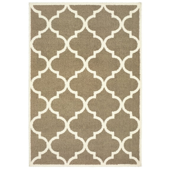 Otis Shag Geometric Area Rug, Taupe/ Ivory 1, 2' x 3'