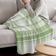 thumbnail image 6 of Flannel Throw Blanket for Couch Sofa Bed, Minimalist Light Green Plaid Soft Cozy Warm Fuzzy Blanket 50x60in, 6 of 9