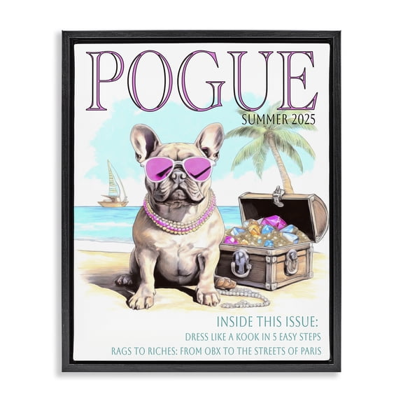 Stupell Industries Pogue Summer Dog Fashion Black Framed Floater Canvas Wall Art, design by Grotto Studios