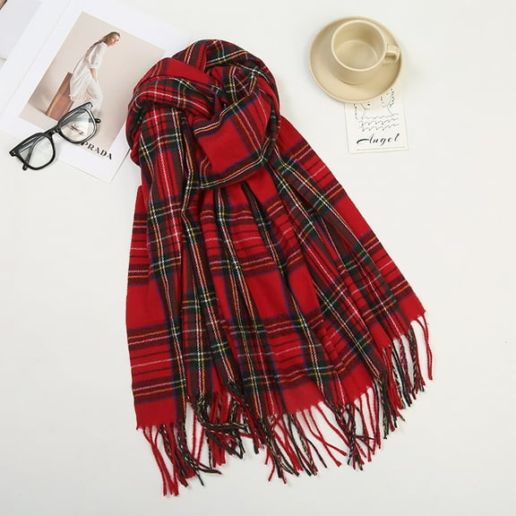 1 Pcs Christmas Scarf Scarf Shawls Wraps Soft Large Grid Winter Warm Long Scarf