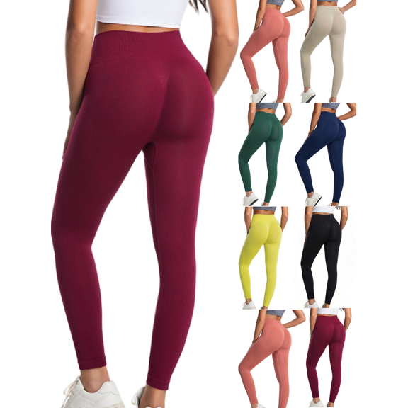 High Waisted Yoga Pants for Women Solid Color Casual Leggings Tummy Control Pants for Workout Running Athletic