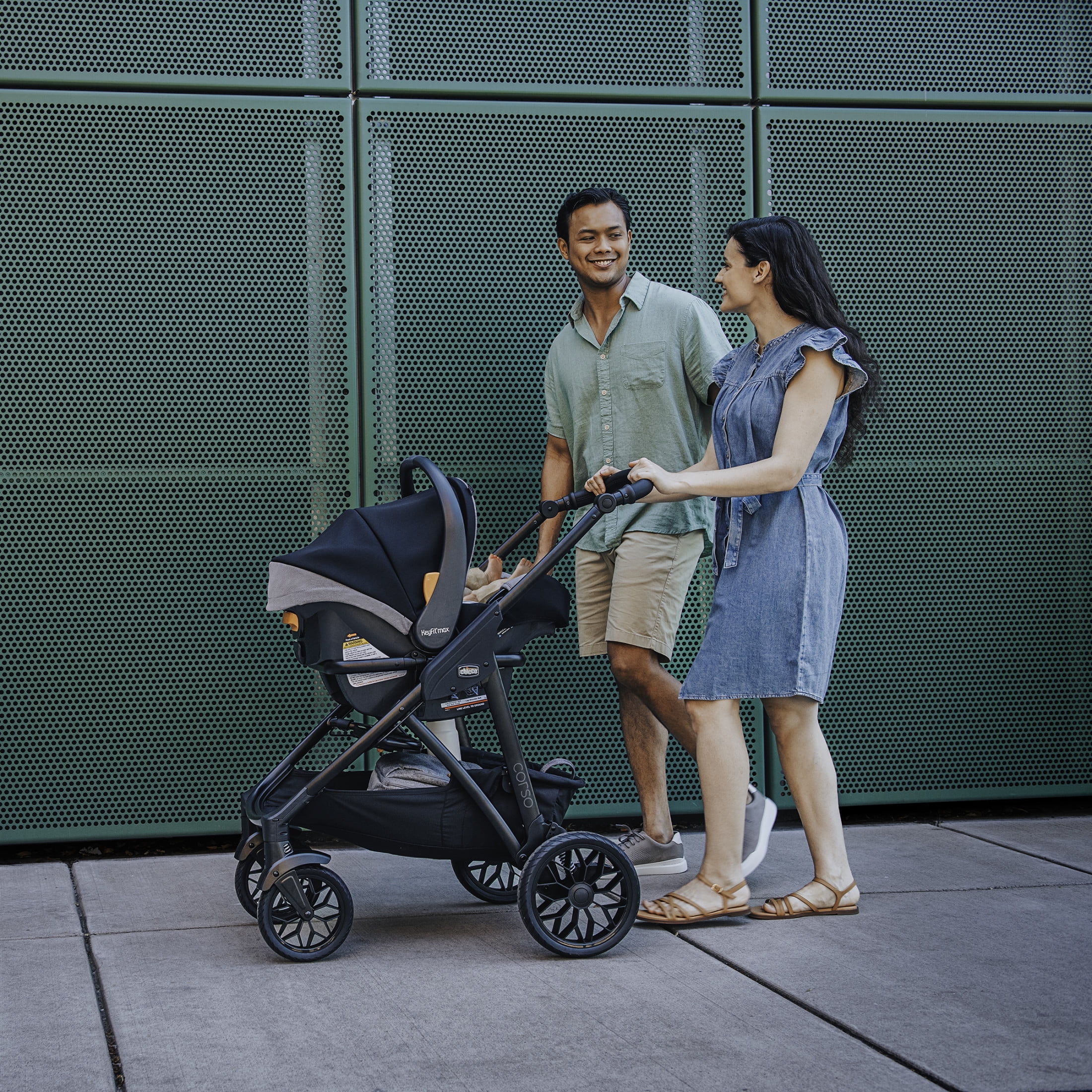 Chicco Corso® LE ClearTex® Modular Travel System with KeyFit® Max ClearTex® Infant Car Seat  - Canyon (Grey), New
