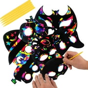 RFM4S 50PCS Halloween Scratch Art,Halloween Mask Craft Kit Halloween Party Games for Kids Halloween Craft Kits DIY Halloween Mask Craft Halloween Rainbow Scratch for Halloween Party Favor