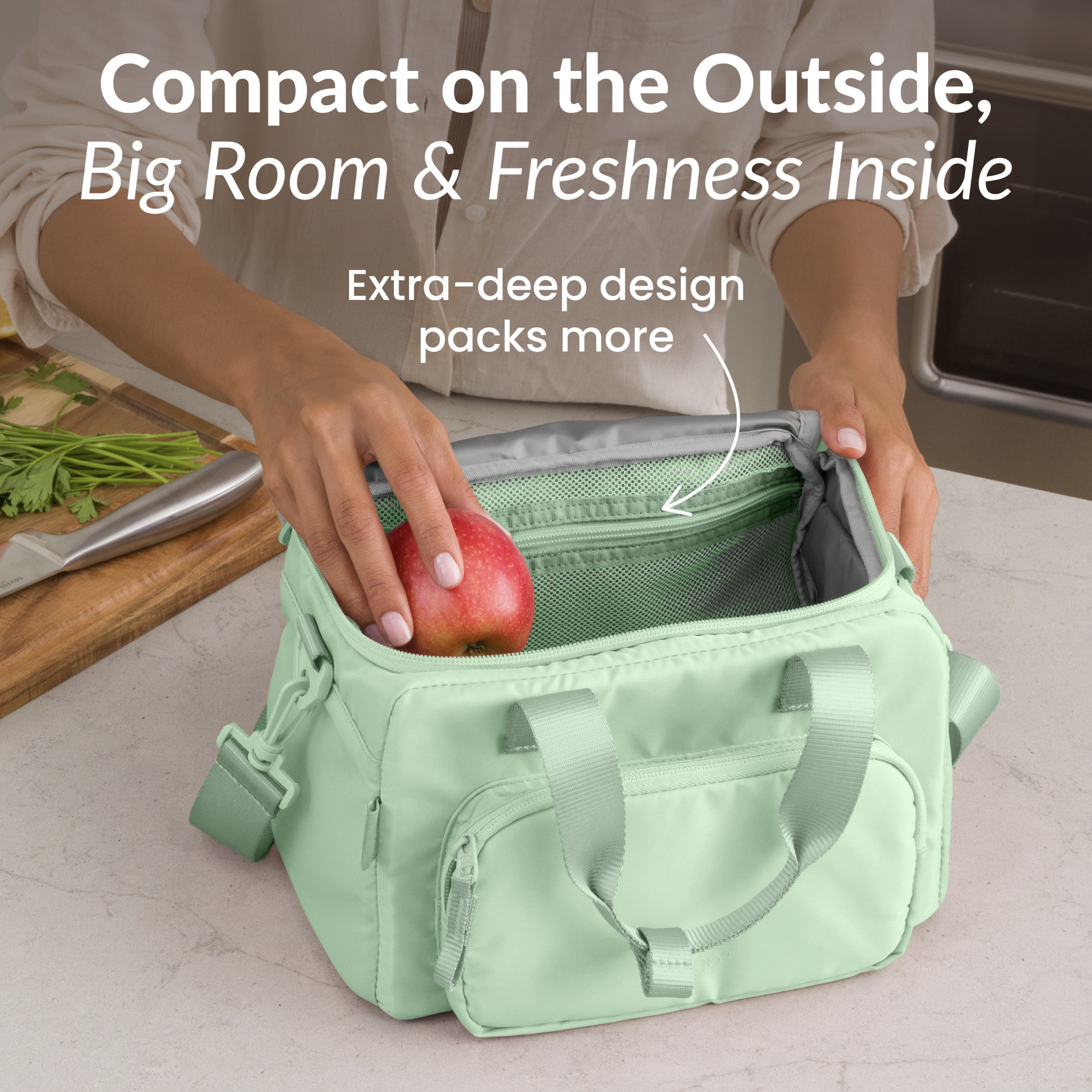 Bentgo Insulated Lunch Bag – Extra-Large Capacity Adult Lunch Bag with Shoulder Strap and External Storage Compartment, Durable, Lightweight, Ideal for Work, School, & Meals On the Go (Clay Green)
