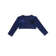 thumbnail image 3 of zdhoor Kids Girls Long Sleeves Bolero Jacket Shrug Short Cardigan Sweater Wedding Prom Dress Cover Up Navy Blue 150, 3 of 6