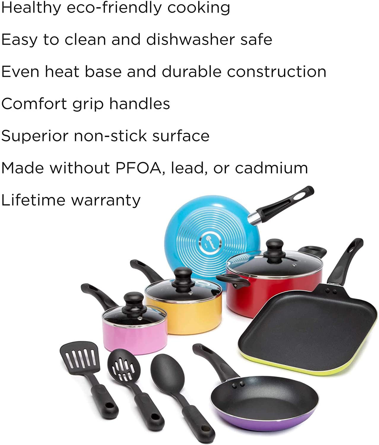 Ecolution Easy Clean Non-Stick Cookware, Dishwasher Safe Pots and
