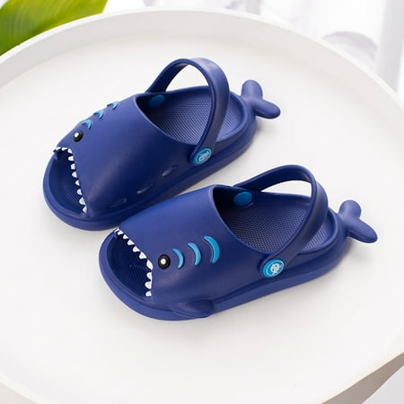 

Kid s Garden Cute Cartoon Beach Sandals Lightweight Open Toe Slides Sandals Shark Shape Shoes for Boy Girl Dark Blue 170