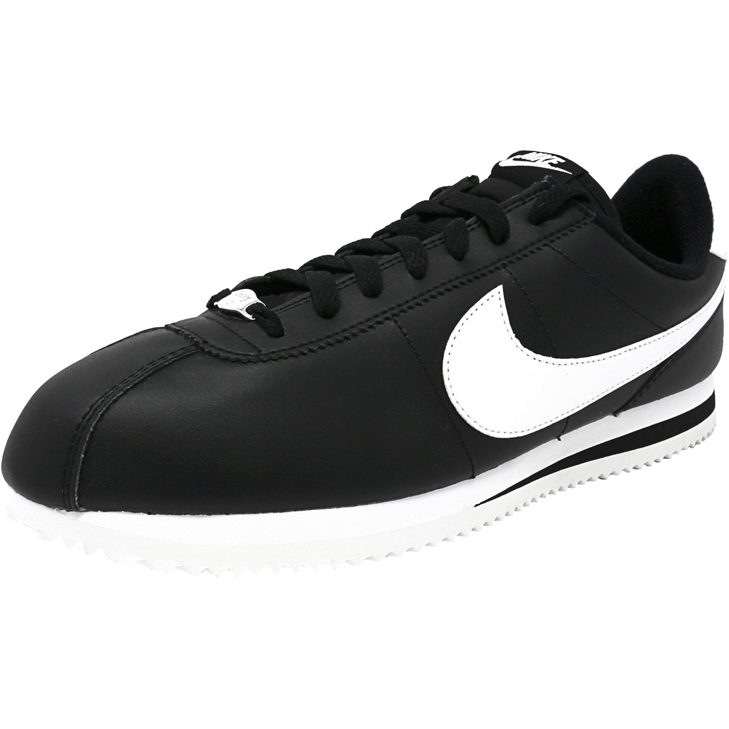 Nike Men s Cortez Basic Leather Black White Metallic Silver Fashion Sneaker 10M Walmart