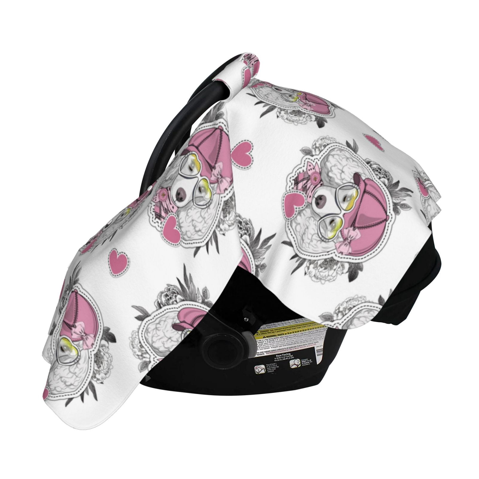 Naloa Cartoon Poodle Dog Baby Car Seat Cover, Breathable Baby Carrier Cover, Multiuse Baby Carrier Cover & Nursing Breastfeeding Cover