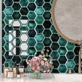 thumbnail image 2 of Decotalk Peel and Stick Backsplash Green Hexagon Backsplash Kitchen Backsplash Tiles Adhesive 30x30 cm, 3 PCS, Back Splash Tiles Stick on Backsplash Tiles for Kitchen Wall Backsplash Green, 2 of 6