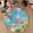 thumbnail image 3 of Pink Flamingos Round 13 Inch Placemats Set of 8, Summer Beach Tropical Floral Cactus HeatResistant Non Slip Place Mats for Dining Table, Wipeable Braided Kitchen Table Mats for Housewarming, 3 of 9