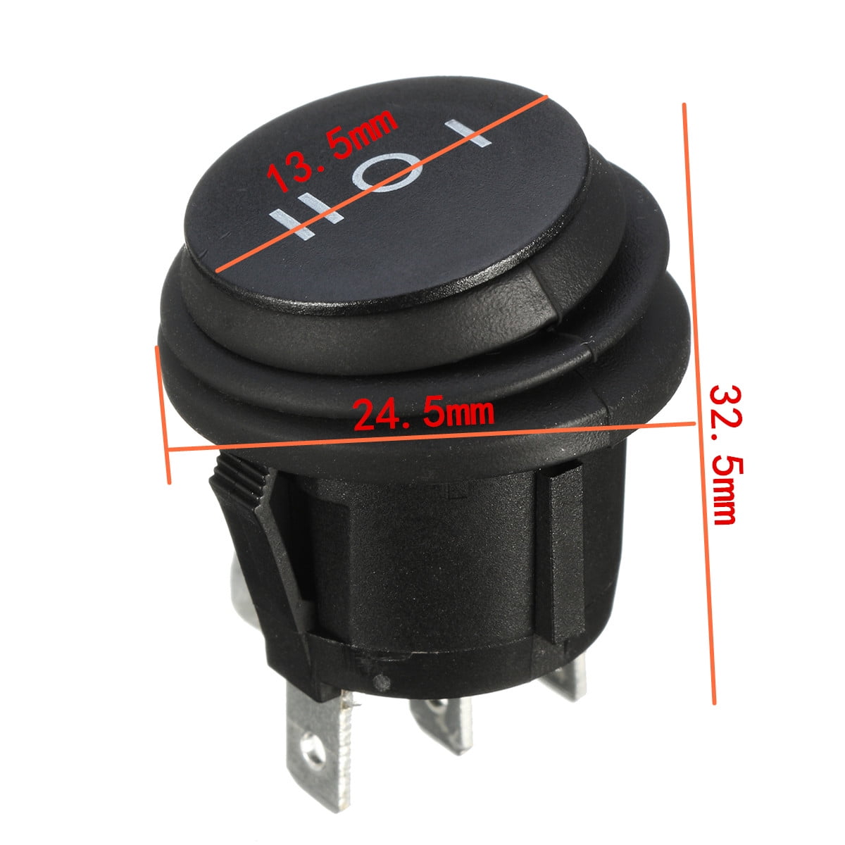 5 x ON//OFF//ON 3 Position SPDT Round Boat Rocker Switch 6A//250V 10A//125V AC Black