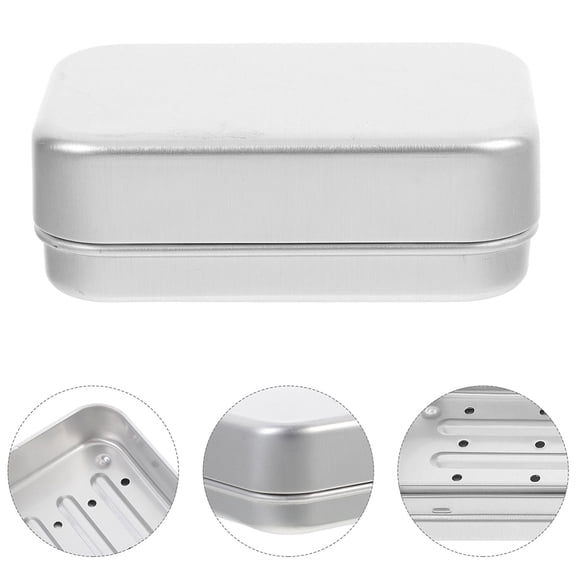 OUNONA 2 Pcs Seal Metal Soap Dish Soap Storage Box Travel 10.00X7.00X3.50CM Silver