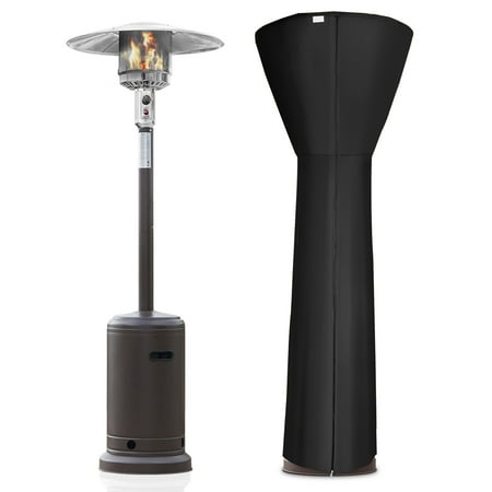 BELLEZE 48,000BTU Patio Mocha Heater Wheel On Base LP Propane Heat CSA Certified, W/ Single-Side Waterproof Black Heater Cover