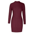 thumbnail image 5 of Sexlip Womens Cutout Crew Neck Long Sleeve Slim Knit Bodycon Maxi Dress Warm Stylish Office Everyday Outfit Red L, 5 of 6