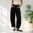 thumbnail image 2 of Barrel Linen Pants Women Baggy High Waisted Wide Leg Trousers Lightweight Summer Y2k Palazzo Harem Pants with Pockets, XL, 2 of 5