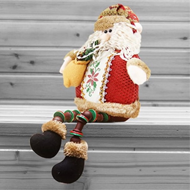 christmas decorations sitting father christmas santa claus snowman figure plush toy doll