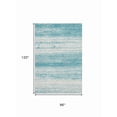thumbnail image 3 of HomeRoots 668197 8 x 10 ft. Teal & Ivory Striped Transitional Washable Machine Made Rectangle Area Rug with UV Protection, 3 of 9