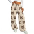 thumbnail image 4 of Fabrcox Wide Leg Pants Woman Bow Baggy Womens Lounge Pants Loose Spring Summer Valentine Trousers Pants for Women with Pockets, 4 of 5