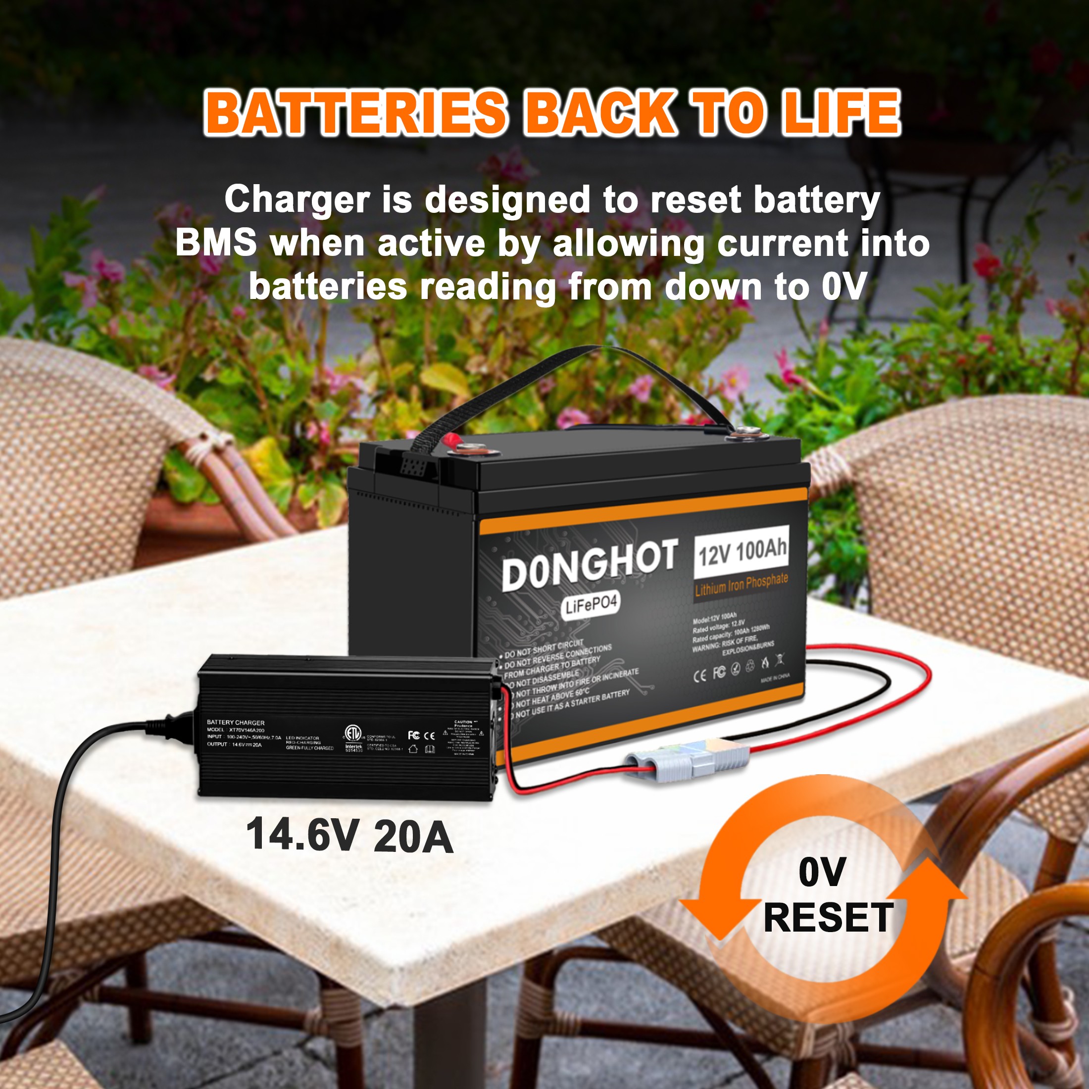 D0NGHOT 12V 20A Lithium Battery Charger,14.6V LiFePO4 AC-DC Battery Charger for Lithium LiFePO4 Deep Cycle Batteries