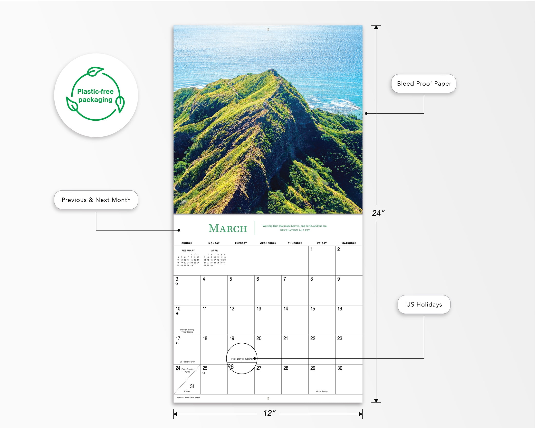 2024-12 Month Calendar- Mountains Majesty 12x12 Hanging Wall Calendar by DaySpring