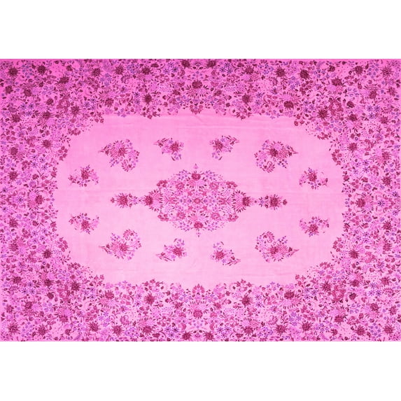 Ahgly Company Indoor Rectangle Medallion Pink Traditional Area Rugs, 8' x 12'