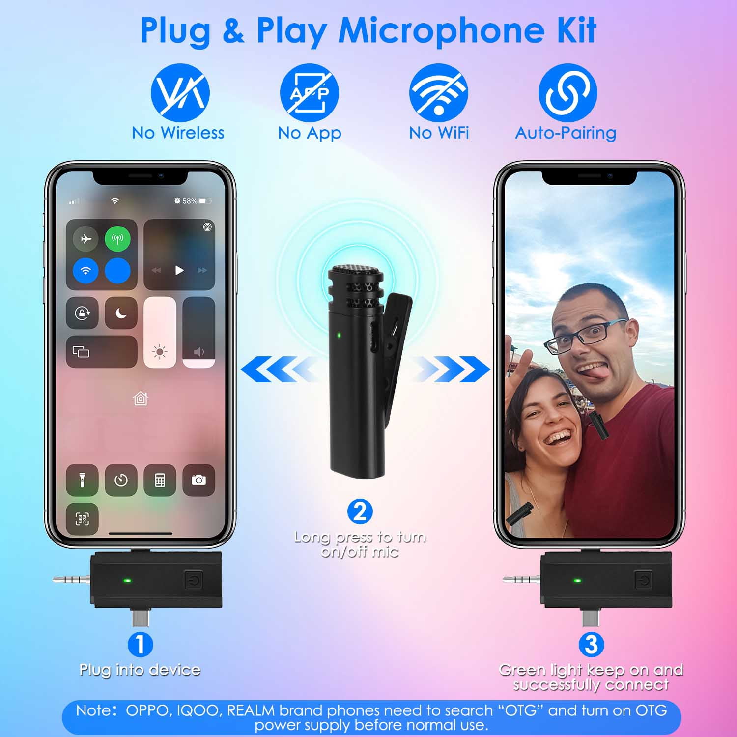 Wireless Clip On Microphone TeqHome Clip-on Wireless Microphone with Charging Case for Type-C IOS PC 6H Lapel Ultra-Long Battery Support 65.6FT Transmissionfor Video Record Interview Vlog