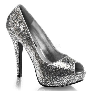 Women;s Platform Glitter Peep Toe Pump Shoes