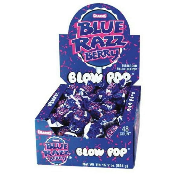 Charms Blow Pop, Blue Razz Berry, Count 48 - Sugar Candy / Grab Varieties & Flavors