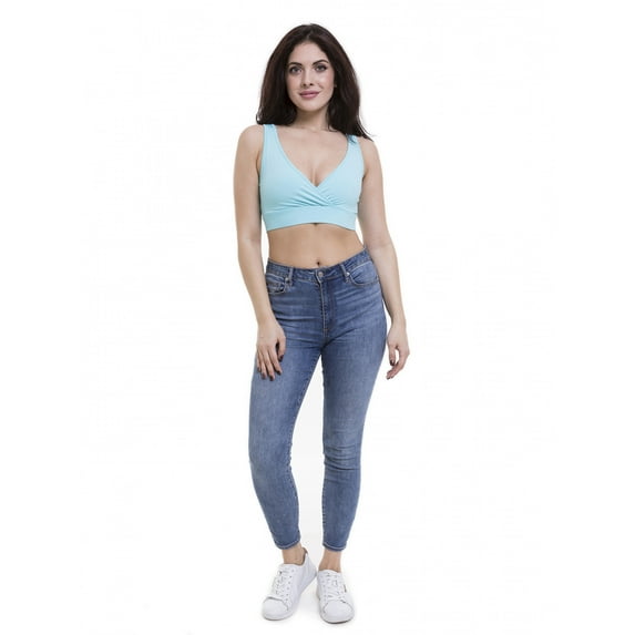 Women's Maternity Bra Slim Crop Top Lounge Wear, M, Aqua, by Ambesonne