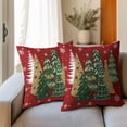 thumbnail image 6 of Christmas Red Throw Pillow Covers 20x20 Inches, Set of 2 Gold Green Xmas Trees Holiday Decor Square Pillowcase Cotton Linen Cushion Covers for Sofa Living Room Couch Bedding, 6 of 6