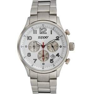 Watch White Face / Stainless Steel Band Multi-Colored