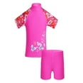 thumbnail image 2 of TiaoBug Child Girls 2PCS Tankini Swimsuit Short Sleeve Tropical Floral Printed Top with Shirt Set Swimwear Wetsuit, 2 of 7