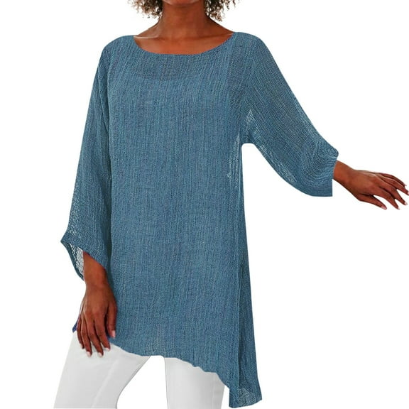 Dyfzdhu Long Sleeve T-shirt For Women Plus Size Long Sleeve Irregular Hem Baggy Blouse Shirt Ladies Tunic Tops Casual Top