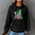 thumbnail image 2 of Women's Waffle Sweatshirts St. Patrick's Day Letter Graphic Print Drawstring Casual Loose Pullover Hoodies with Pockets(Black,L), 2 of 5
