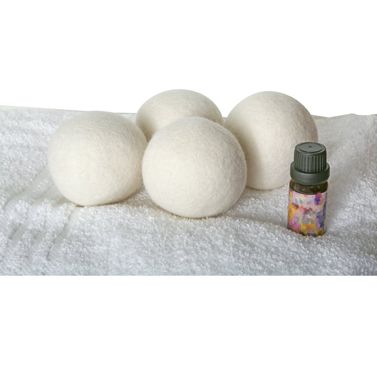 Woolite 4 Pack Wool Dryer Balls and Fresh Linen Essential Oil Kit 