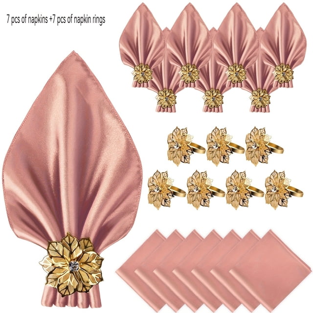 1 elegante juego de servilletas de raso con exquisitos servilleteros | Imprescindible for bodas y vacaciones.