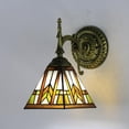 thumbnail image 2 of Artistic Style Wall Sconce, Stained Glass Shade Wall Lamp, E27 Bulb, Metal Decorative Bedside Wall Light for Living Room Bedroom Bathroom Hallway,B, 2 of 6