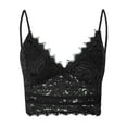 thumbnail image 4 of WREESH Womens Lace Corset Tops Bralette Vest Crop Wireless Bra Lingerie V-Neck Lace Underwear Camisole Black, 4 of 7