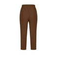 thumbnail image 4 of FRSASU Capris Pants for Women Cotton Linen Casual Summer Straight Wide Leg Loose Drawstring Elastic Waist Cropped Trouser Brown, 4 of 4