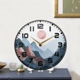thumbnail image 4 of Yayeee Wall Clock for Living Room 9.5 inch Battery Operated Round with Holder, Art Mountain and Sun Pattern, 4 of 7