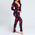 thumbnail image 4 of Lindreshi Sweatpants Women Clearance Women Print Long Sleeve Button Flap Nightwear Jumpsuit Bodysuit Playsuit Romper, 4 of 7