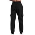 thumbnail image 4 of safuny Men's Jogger Pants Cargo Sweatpants Outdoors Running Clearance Drawstring Casual Activewear Comfy Relaxed Pants Teens Boys Solid Color Fashion Trousers Athletic Black L, 4 of 8