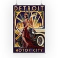 thumbnail image 2 of Detroit, Michigan, Deco Woman and Car (12x18 Wall Art Poster, Room Decor), 2 of 3