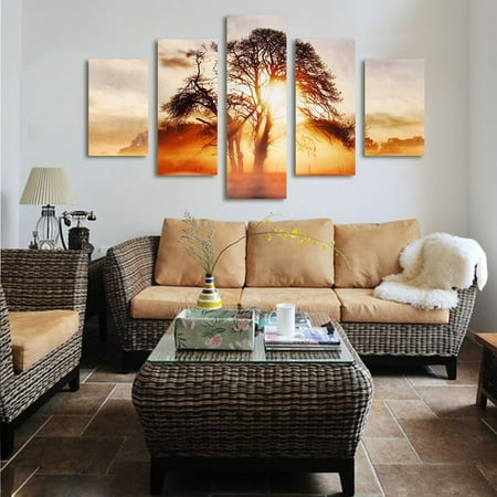 - 5pcs Sunset Canvas Modern Home Wall Decor Art Painting Picture Print No Frame