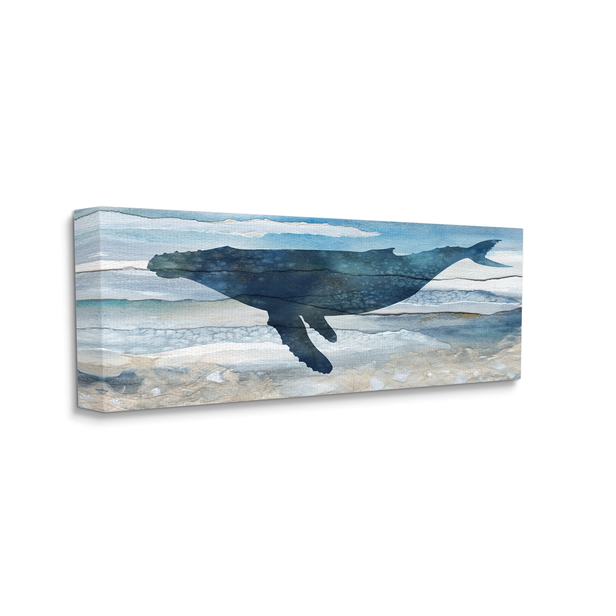 Stupell Industries Abstract Whale Silhouette Animals & Insects Painting Gallery Wrapped Canvas Art Print Wall Art, 24 x 10