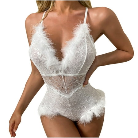 

JeashCHAT Sexy Lingerie for Women Sexy Christmas Lace See-Through Net Yarn Lingerie Sexy Nightdress Pajamas Suit